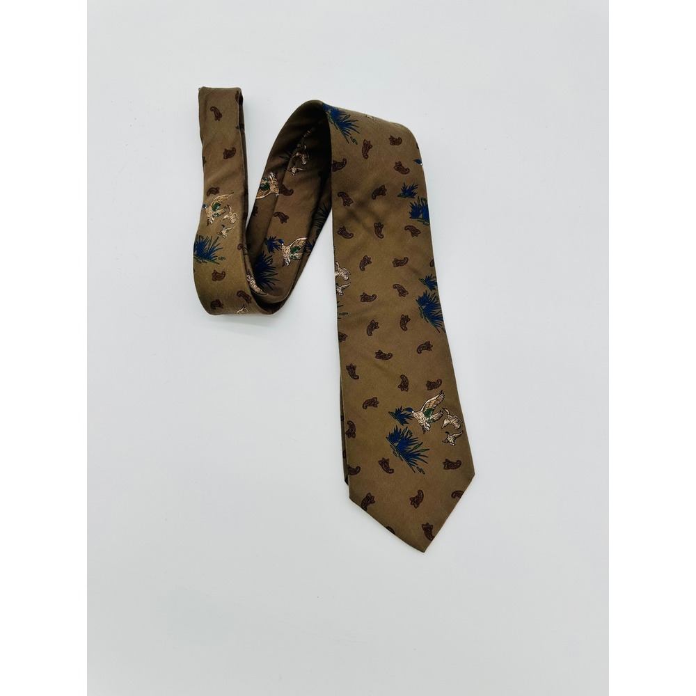 Boston Traders Tie Mens Mallard Duck Paisley Outdoor Sporting Brown 3.75in